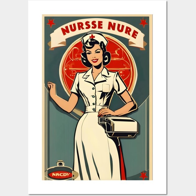 Retro nurse art Wall Art by Spaceboyishere